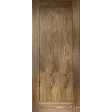 Projeto de painel único de portas de balanço interior de madeira de nogueira com acabamento em fábrica